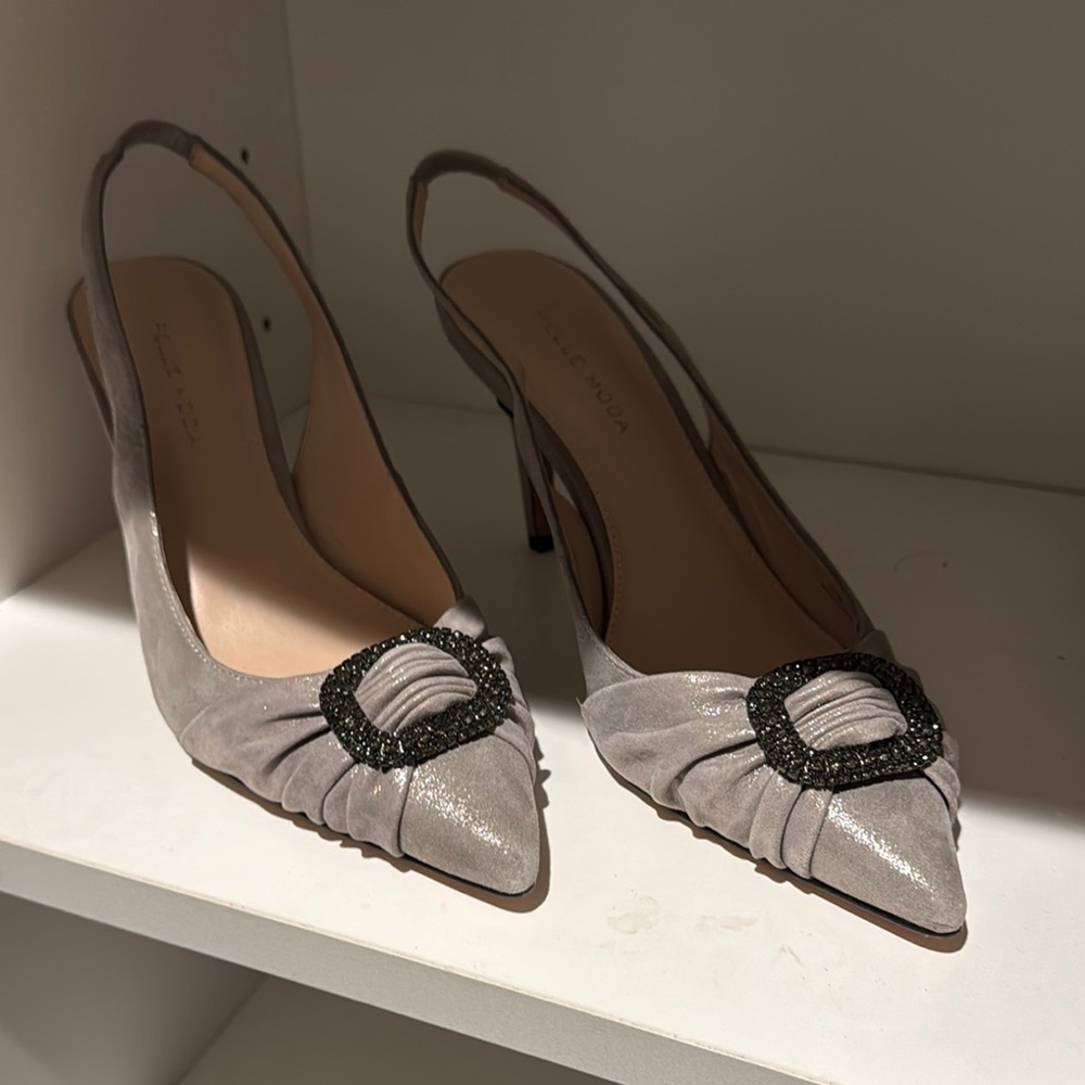 Elegant Silver Slingback Heels